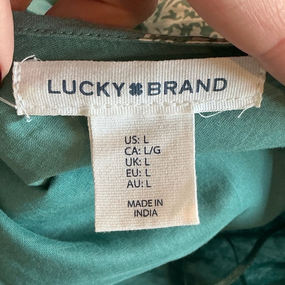 Lucky Brand Green Floral Tiered Maxi Dress Size Large Boho - Picture 6 of 7